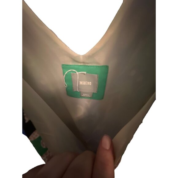 Anthropologie Maeve Blue Green Pleated Bird Short Sleeve Shift Dress Size Small - Picture 5 of 5